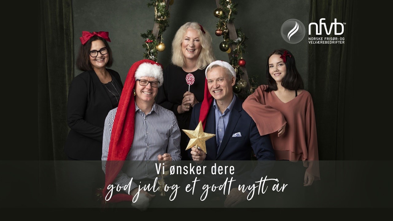 NFVBs administrasjon ønsker alle en riktig god jul og et godt nytt år. Fra venstre: Vibeke, Jan Kristian, Anne Mari, Jarl og Celina.