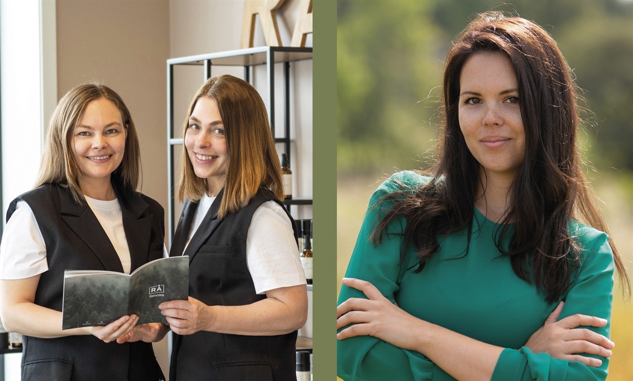 Amanda Næss Leonardsen og Torhild Næss driver RÅ Skincare.  Marina Engervik leder Marina Miracle.  Foto: Torben Wirkestad og Isabell Solberg<br/><br/>