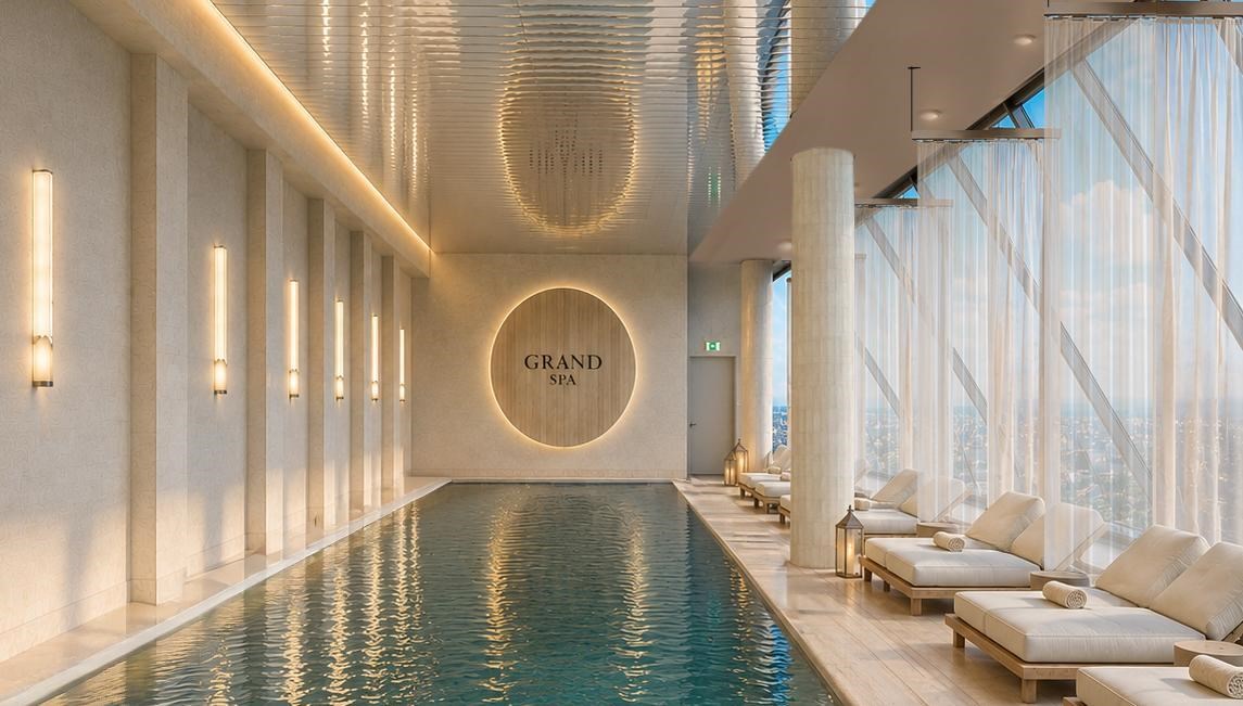Rendering av bassengområdet i Grand Spa.