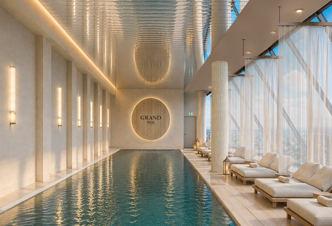 Rendering av bassengområdet i nye Grand Spa