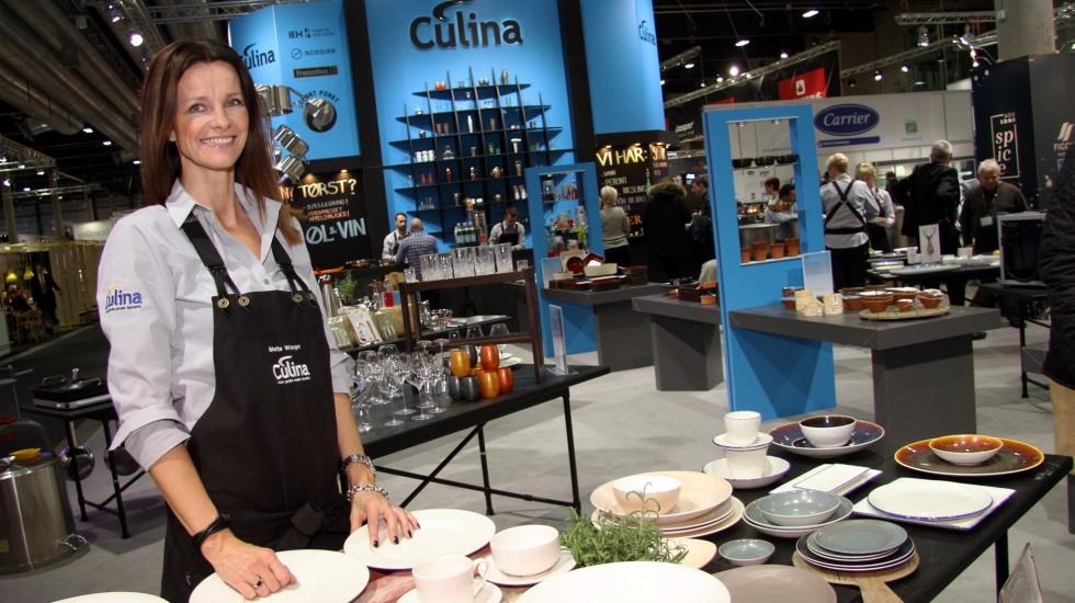 Mette Wangen, Culina Oslo, foran Culina sin stand på SMAK2017. 