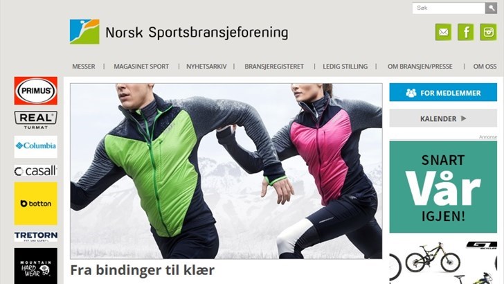 ØKER KRAFTIG: Norsk Sportsbransjeforenings hjemmesider har en god økning fra 2016 til 2017.